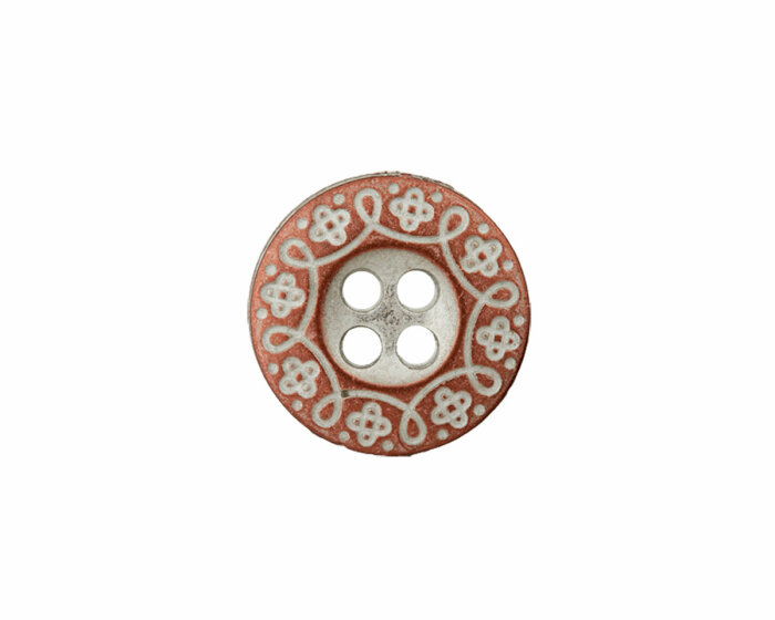 Kleiner Metallknopf FLORALIS mit Blumenborte, Union Knopf kuper-weiß
