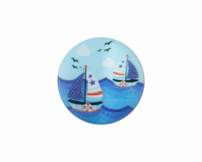 Kinderknopf ZUR SEE mit Booten, Union Knopf