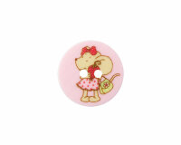 Kinderknopf LILLEBI Mädchen mit Erdbeere, rosa, Union Knopf