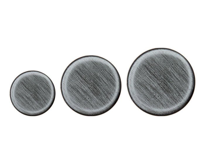 Gebürsteter Metallknopf CHROM, Union Knopf 18 mm