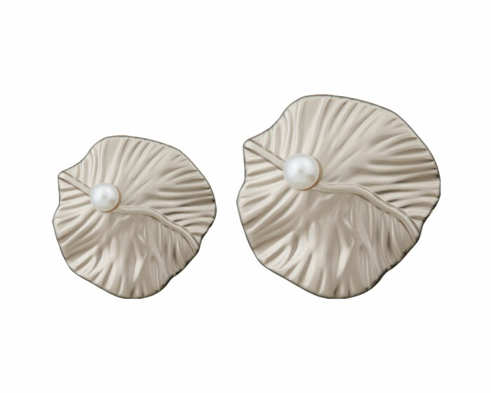 Geprägter Metallknopf BLATT mit Perle, Union Knopf 18 mm