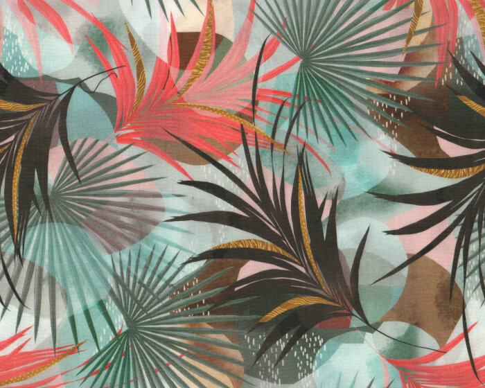 Baumwollbatist PHOENI, Palmenblätter, Hilco