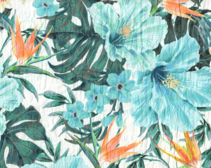 Jacquardstoff NORAH, Blumenprint, türkis, Hilco
