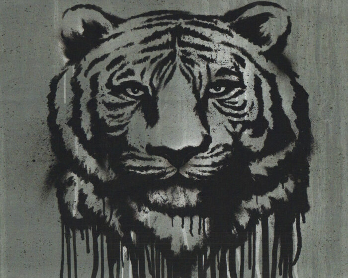 65-cm-Panel Baumwolljersey WILD TIGER by Thorsten Berger, grüngrau