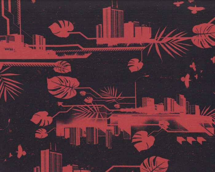 Baumwolljersey URBAN JUNGLE by Thorsten Berger, pastellrot