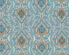 Baumwollstoff AVALANA, Blattranken-Ornament, taubenblau