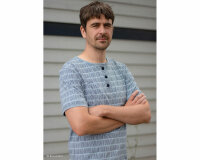 Baumwolljersey VERONIKA, Striche, helles taubenblau