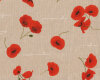 Dekostoff EMMA, Mohnblumen mit Schrift, natur-rot