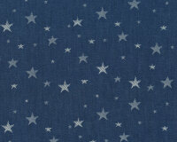 Jeansstoff mit Stretch WOVEN JACQUARD, Sterne, jeansblau
