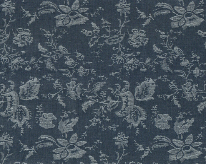 Jeansstoff WOVEN JACQUARD, Blumen, jeansblau