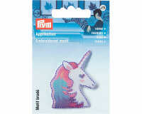 Bestickte Applikation EINHORNKOPF mit Herz, Prym