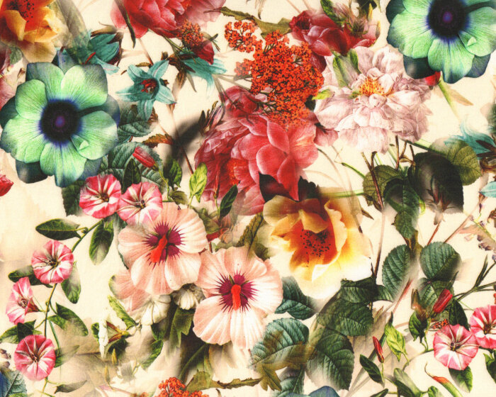 Viskosejersey DREAMY, Blumen-Print, creme, Hilco