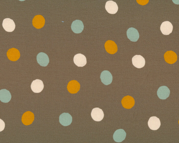 Viskosejersey TRI-COLOR-DOTS, Punkte, olive, Hilco