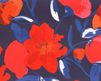 Baumwoll-Stretchstoff AZALEA, Mega-Blüten, rot-blau,...
