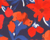 Baumwoll-Stretchstoff AZALEA, Mega-Blüten, rot-blau, Hilco