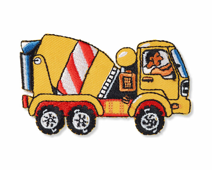 Bestickte Applikation BAUFAHRZEUG mit Fahrer, Betonmischer, Prym