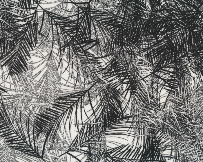 Viskosestoff BLANCTROPICAL, Nadelblätter, schwarz, Hilco