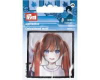 Manga-Applikation K-POP, Mädchen mit Zöpfen, Prym