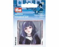 Manga-Applikation K-POP, Mädchen mit Haaren in lila, Prym