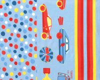 50-cm-Panel Baumwolljersey DOTS GO, Punkte und Rennautos, hellblau, Hilco