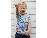 50-cm-Panel Baumwolljersey DOTS GO, Punkte und Rennautos, hellblau, Hilco