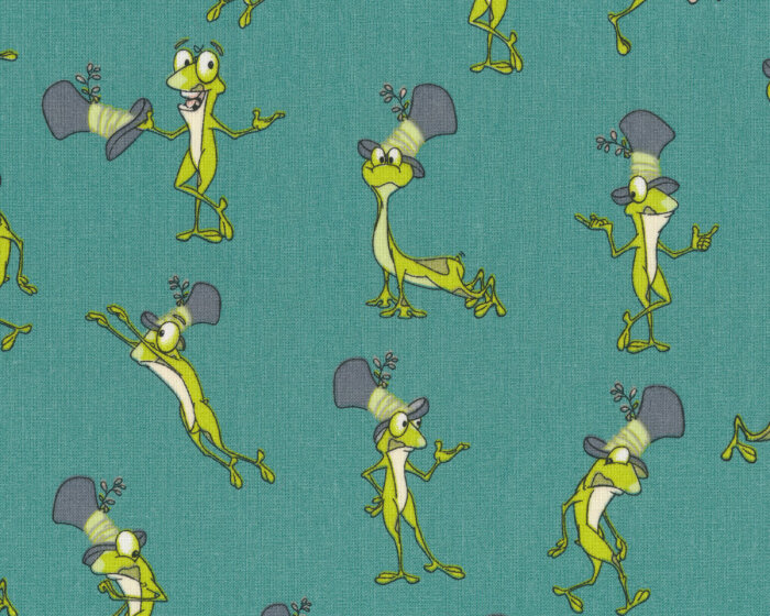 Baumwollstoff MISTER FROG, Frosch mit Zylinder