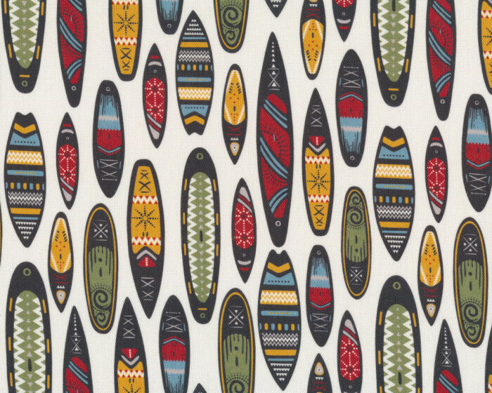 Dekostoff HAPPY, Surfbretter, schwarz-olive