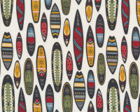 Dekostoff HAPPY, Surfbretter, schwarz-olive