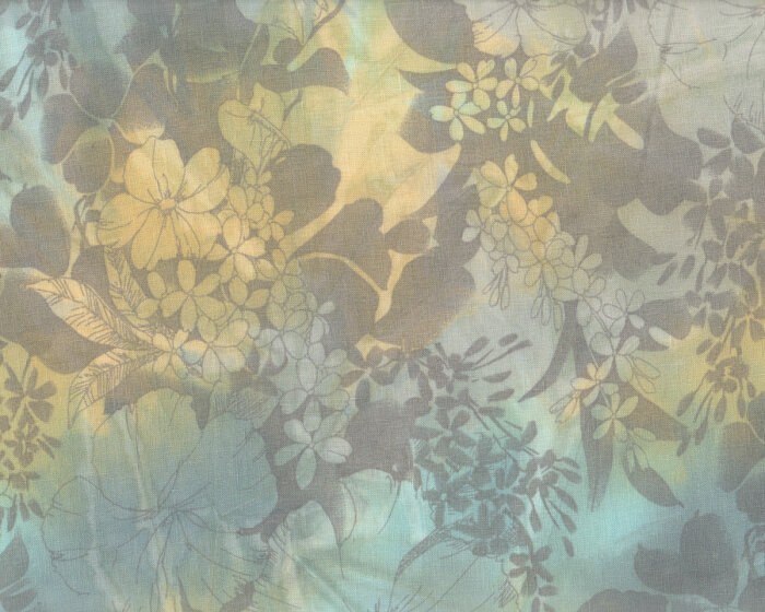 Reinleinen NICOLO, Blüten-Batik, pastellgelb, Hilco