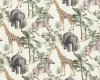 Baumwollstoff AFRIKA, Giraffe, Zebra und Elefant