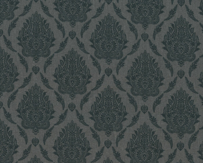 Baumwollstoff DEKORACIO, Ornamente-Muster, dunkelgrau