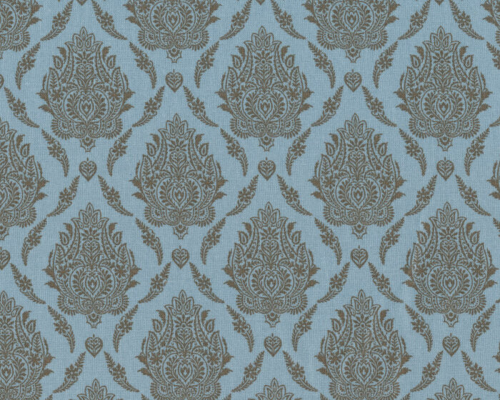 Baumwollstoff DEKORACIO, Ornamente-Muster, hellblau