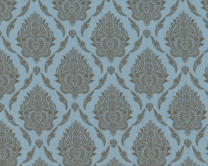 Baumwollstoff DEKORACIO, Ornamente-Muster, hellblau