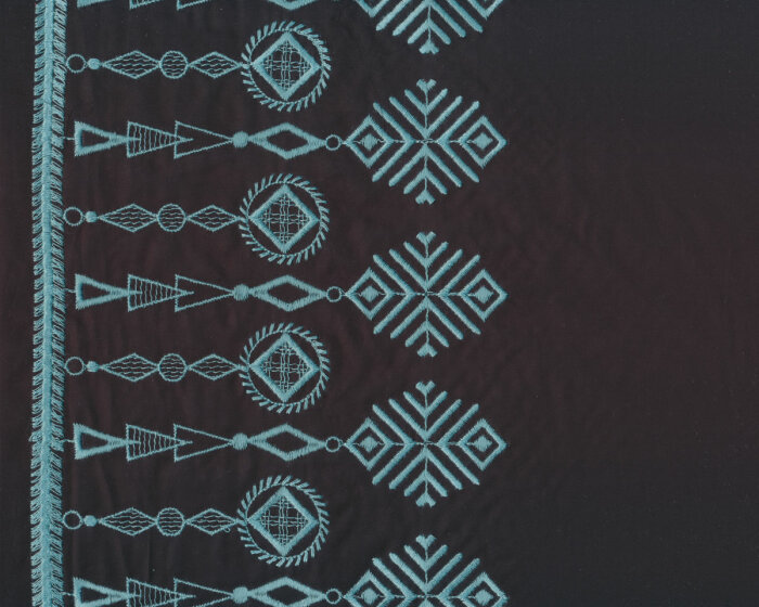 Viskose-Satinstoff ART DECO, Bordüren-Stickerei, schwarz, Toptex