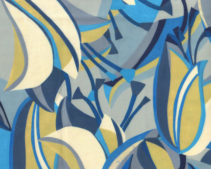 Stretchstoff Scuba-Print PUCCI, Tulpen, blau, Toptex