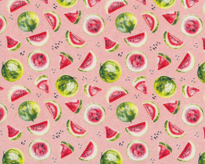 Baumwollstoff FRUITS, Melonen, rot, Toptex