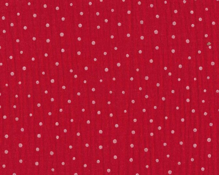 Baumwollstoff DOUBLE GAUZE DOTS, Punkte, rot, Hilco