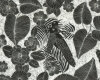 Viskosestoff JUNGLE BIRD, Vögel und Blätter, schwarz, Hilco