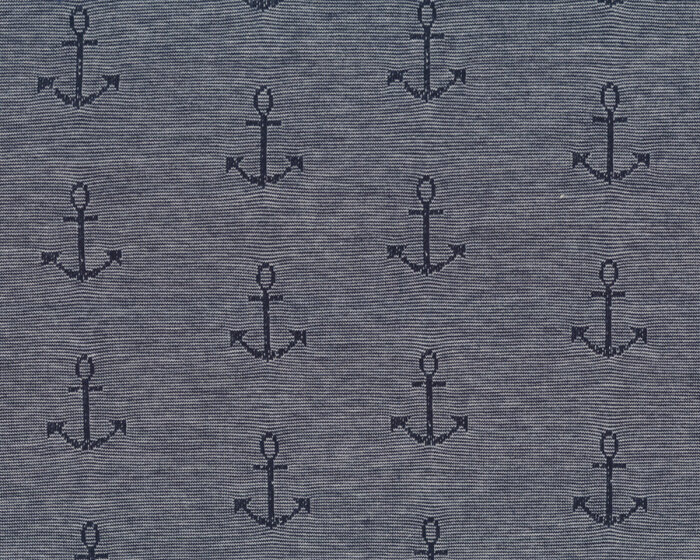 Baumwoll-Jacquardjersey MARITIM ANKER, dunkelblau, Hilco