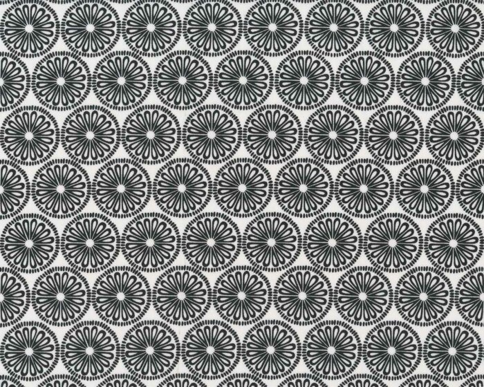 Patchworkstoff NIGHT & DAY, Blumenkreise, weiß-schwarz, Benartex