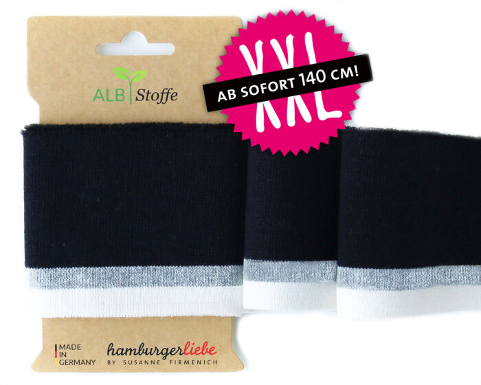 Bio-Bündchen CUFF ME GLAM, schwarz-silber, Albstoffe