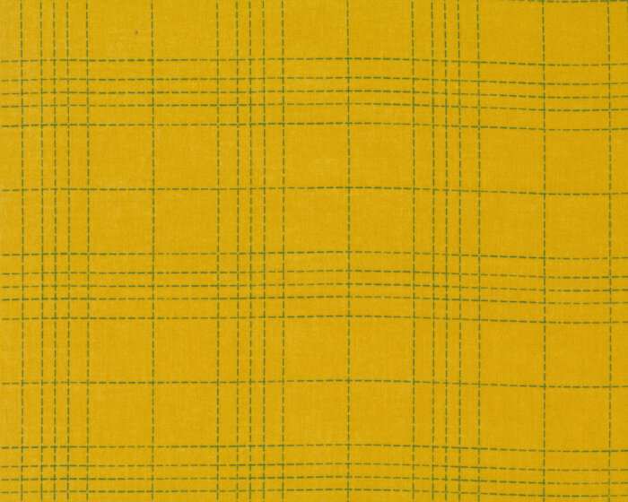 Baumwollstoff DASHED CHECKS, Strichel-Karo, senfgelb