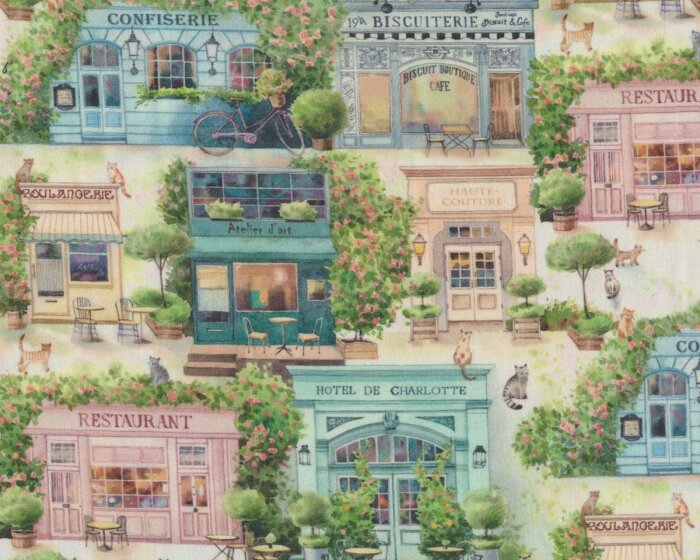 Deko-Baumwollstoff BOUTIQUE DE PROVENCE, Ladenstraße