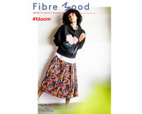Plisseestoff FLOWER CREPE, Hibiskusblüten, hellrot-schwarz, Fibre Mood
