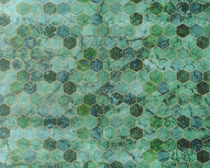 Patchworkstoff BACKSPLASH, Hexagon-Verlauf, mintgrün, Hoffman Fabrics