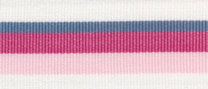 Baumwoll-Ripsband PERU mit Streifen weiß-pink 25 mm