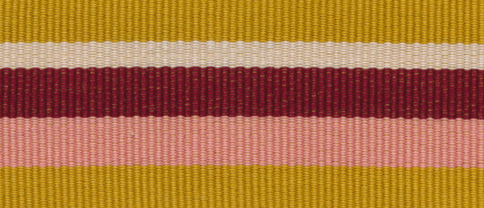 Baumwoll-Ripsband PERU mit Streifen goldgelb-weinrot 35 mm