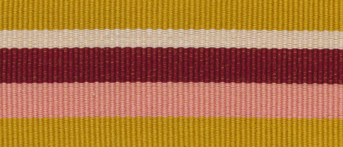 Baumwoll-Ripsband PERU mit Streifen goldgelb-weinrot 35 mm