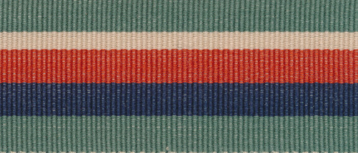 Baumwoll-Ripsband PERU mit Streifen blaugrün-terracotta 25 mm