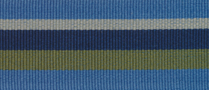 Baumwoll-Ripsband PERU mit Streifen blau-olive 35 mm